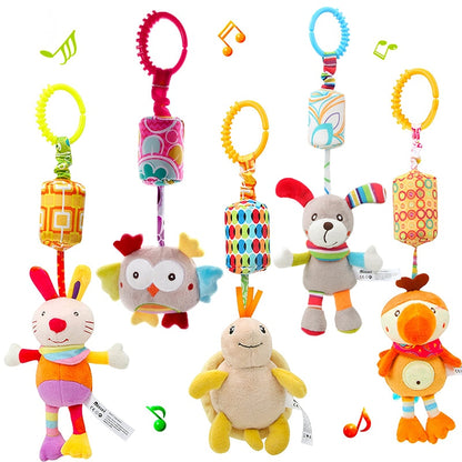 Baby toy with hanging rattles