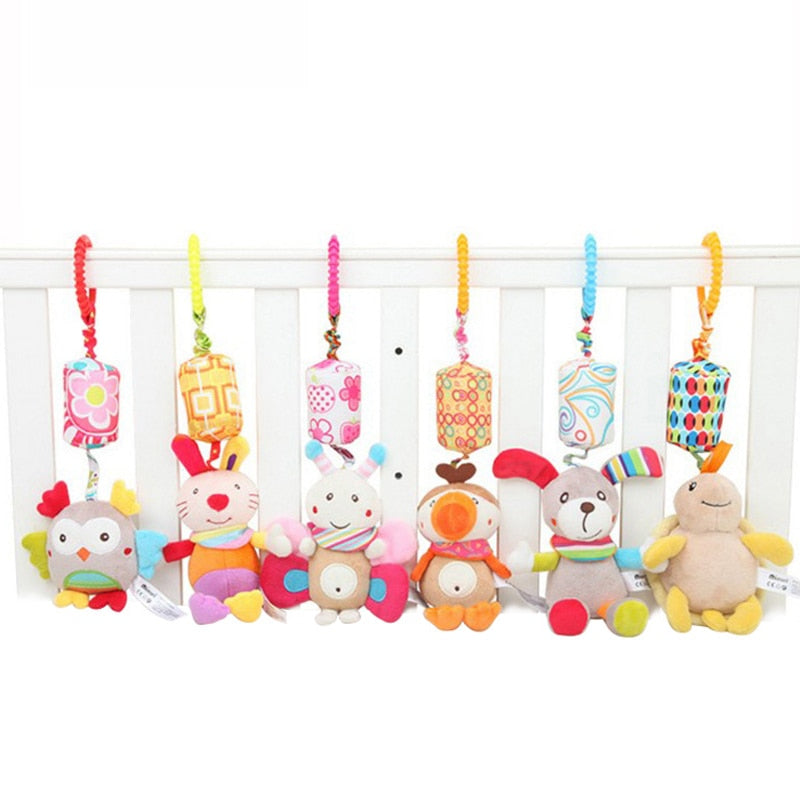 Baby toy with hanging rattles