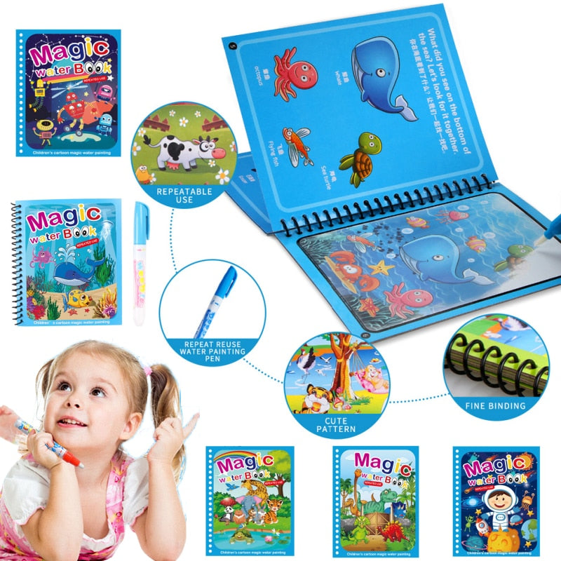 Toy Magic Water Book with Pen