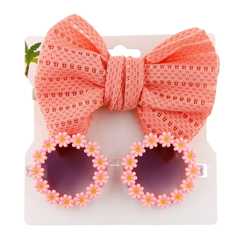 Colorful Flower Sunglasses and Headband Set for Babies