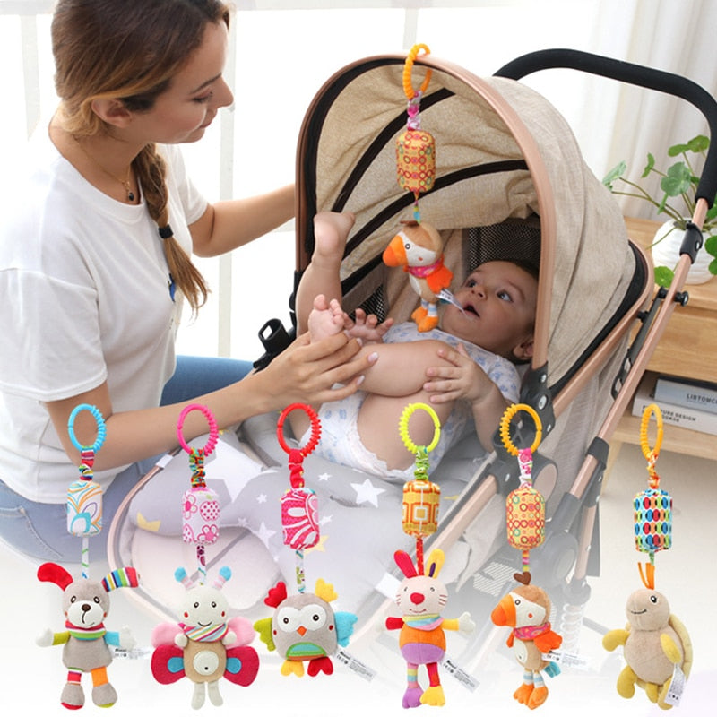 Baby toy with hanging rattles